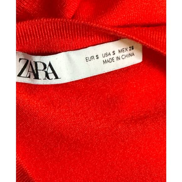 Zara bright red crew neck long sleeves sweater size Small - Picture 3 of 13